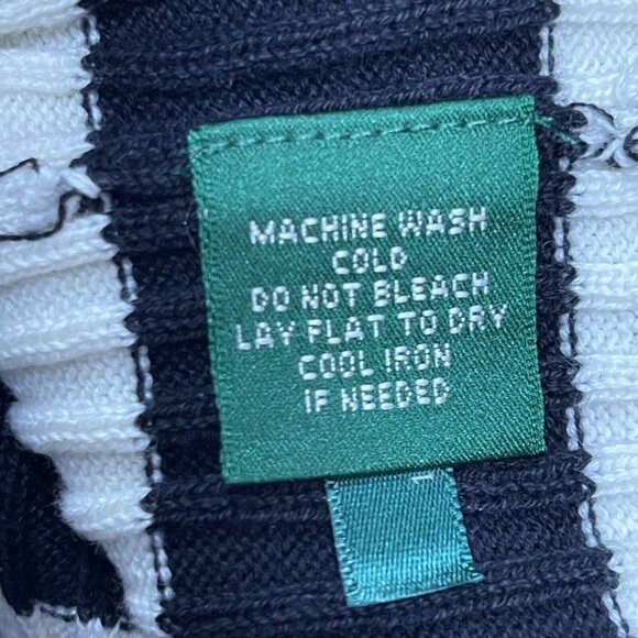 Lauren Ralph Lauren Womens Striped Ribbed Pullover Sweater Petite Small Black - Picture 7 of 9